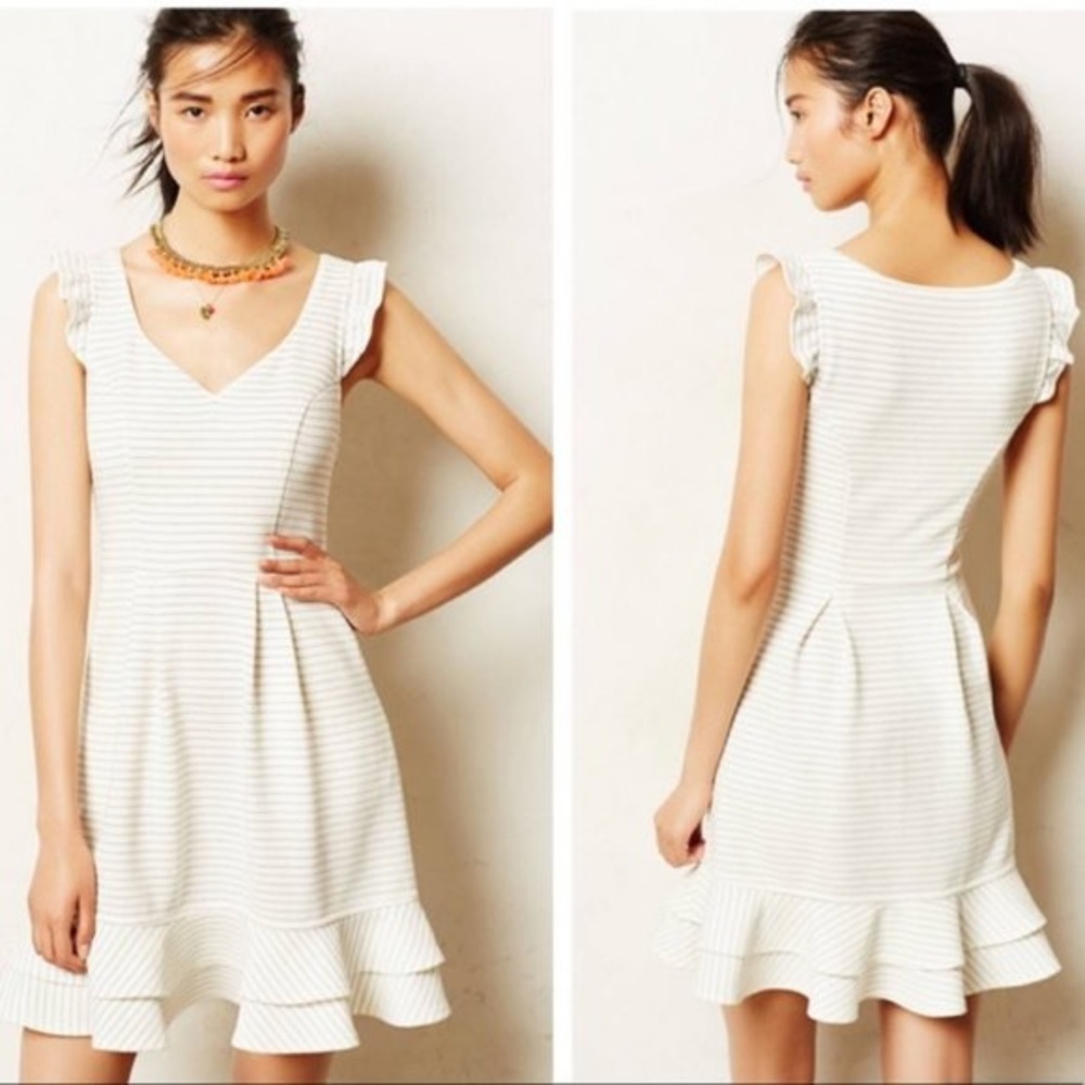 Anthropologie White Striped Dress
